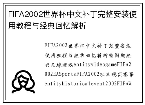 FIFA2002世界杯中文补丁完整安装使用教程与经典回忆解析